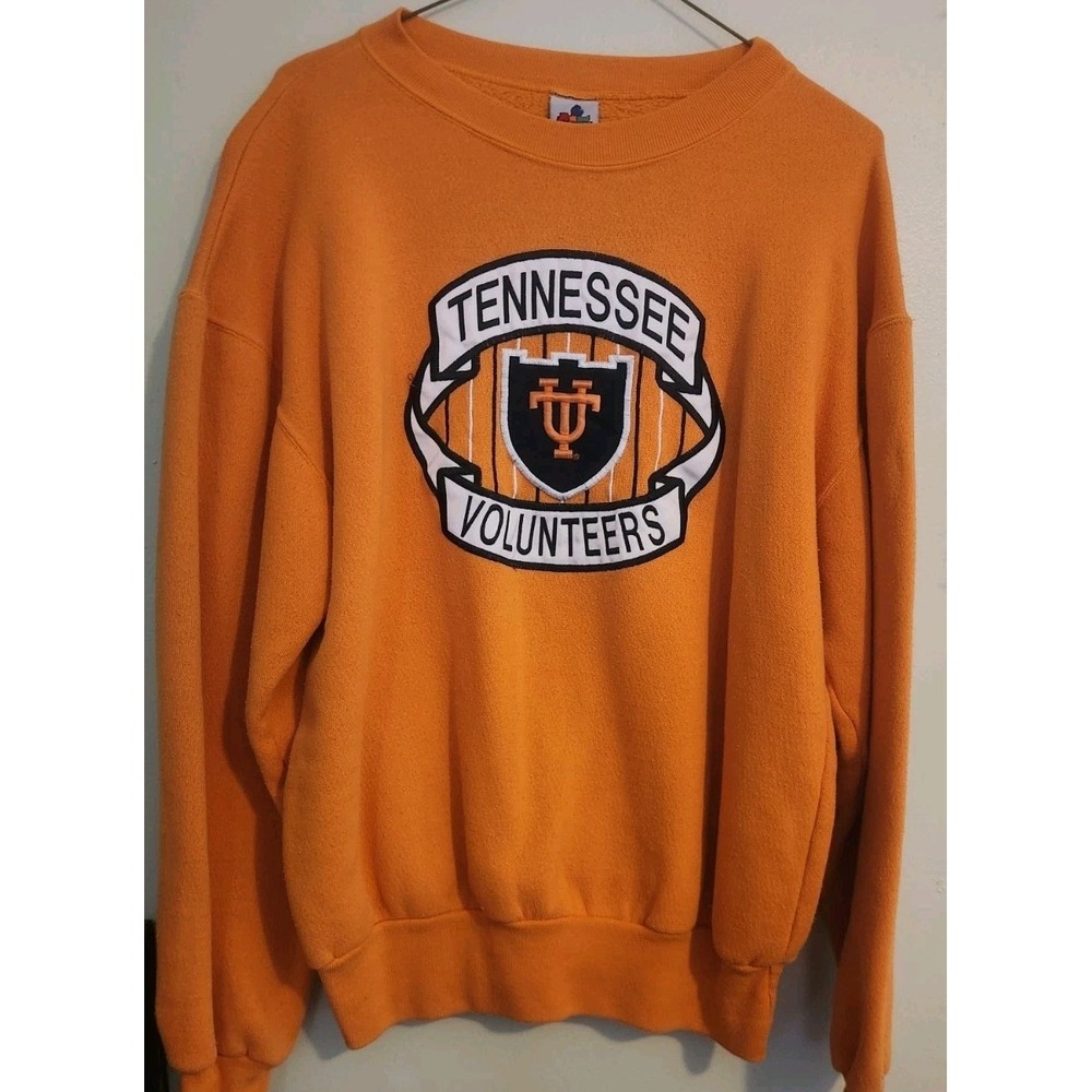 Vintage UT Vols Volunteers SEC Crewneck Orange Embroidered Large USA Made UTK